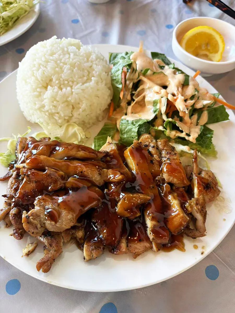 Chicken Rice at Tasty Sushi, a Japanese Restaurant in Sacramento